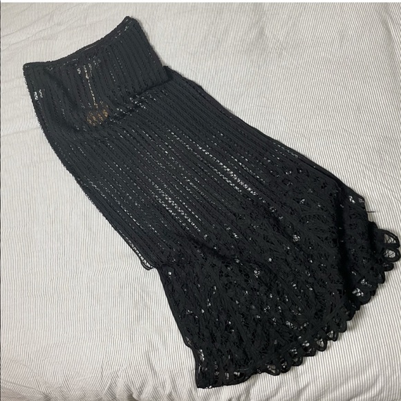 Black Lace Slit Maxi Skirt Coverup S5-9 - Picture 8 of 9